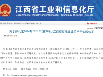 云开·全站体育APP登录 喜报！公司获批江西省省级企业技术中心、南昌市工程技术研究中心